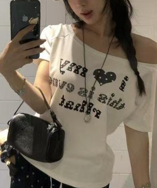 AsRiRe(アスリレイ)の「ハートロゴワンショルダーTシャツ(Tシャツ/カットソー・レディース・ホワイト・M)」の13枚目の写真