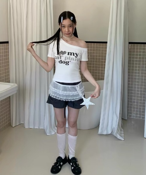 AsRiRe(アスリレイ)の「ハートロゴワンショルダーTシャツ(Tシャツ/カットソー・レディース・ホワイト・M)」の3枚目の写真