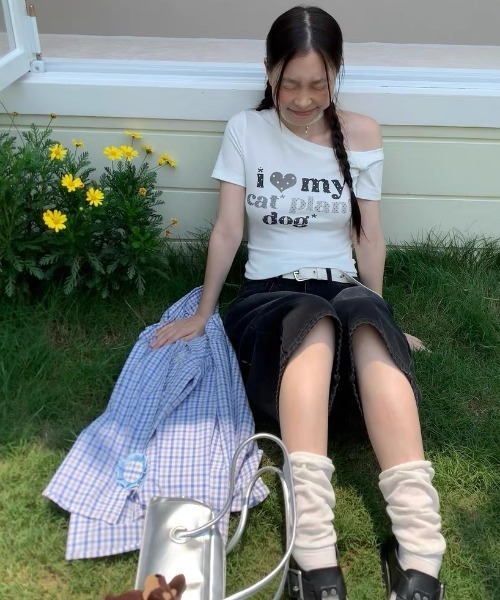 AsRiRe(アスリレイ)の「ハートロゴワンショルダーTシャツ(Tシャツ/カットソー・レディース・ホワイト・M)」の4枚目の写真