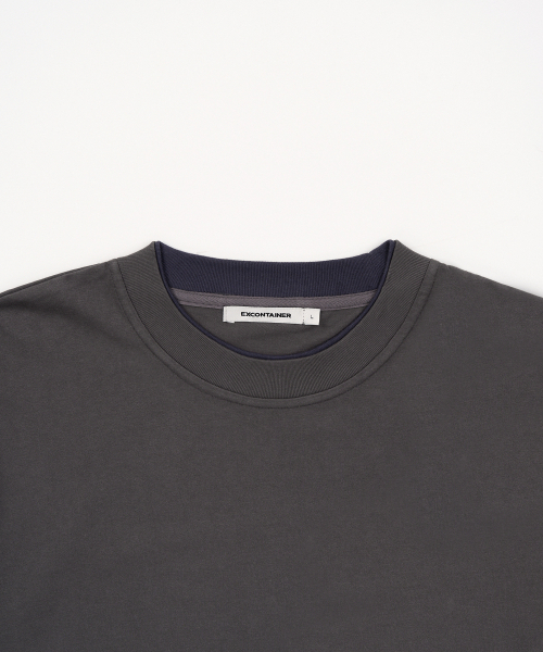 EXCONTAINER（エックスコンテナ）の「チェックレイヤードクロップハーフTシャツ (CHARCOAL)（Tシャツ/カットソー・メンズ・その他・MEDIUM/LARGE/X-LARGE）」の3枚目の写真