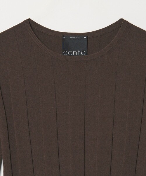 conte(コンテ)の「<conte>ハーフスリーブ ワイドリブ クルーネックニット(ニット/セーター・レディース・ダークブラウン/ブラック・FREE)」の13枚目の写真