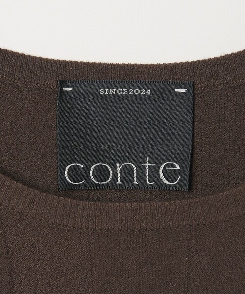 conte(コンテ)の「<conte>ハーフスリーブ ワイドリブ クルーネックニット(ニット/セーター・レディース・ダークブラウン/ブラック・FREE)」の3枚目の写真