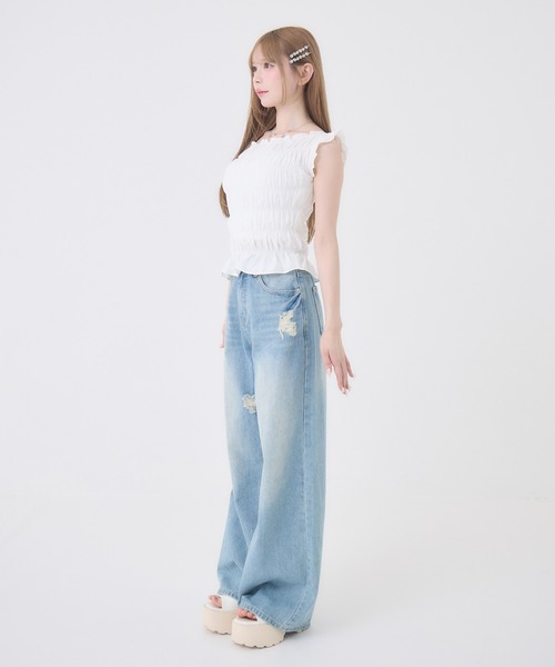 Rmine(アールマイン)の「シャーリングオフショルトップス(Tシャツ/カットソー・レディース・ブラック系その他/ブラック/ホワイト/レッド・FREE)」の6枚目の写真