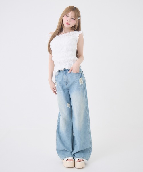 Rmine(アールマイン)の「シャーリングオフショルトップス(Tシャツ/カットソー・レディース・ブラック系その他/ブラック/ホワイト/レッド・FREE)」の8枚目の写真