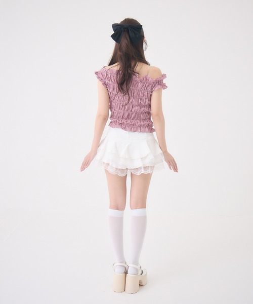 Rmine(アールマイン)の「シャーリングオフショルトップス(Tシャツ/カットソー・レディース・ブラック系その他/ブラック/ホワイト/レッド・FREE)」の16枚目の写真