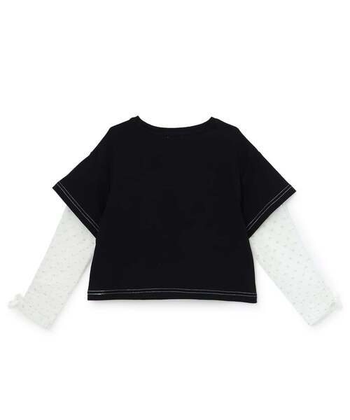 mezzo piano(メゾピアノ)の「袖ラメチュール 2wayTシャツ(Tシャツ/カットソー・キッズ・オフホワイト/ブラック・120cm/130cm/140cm)」の6枚目の写真