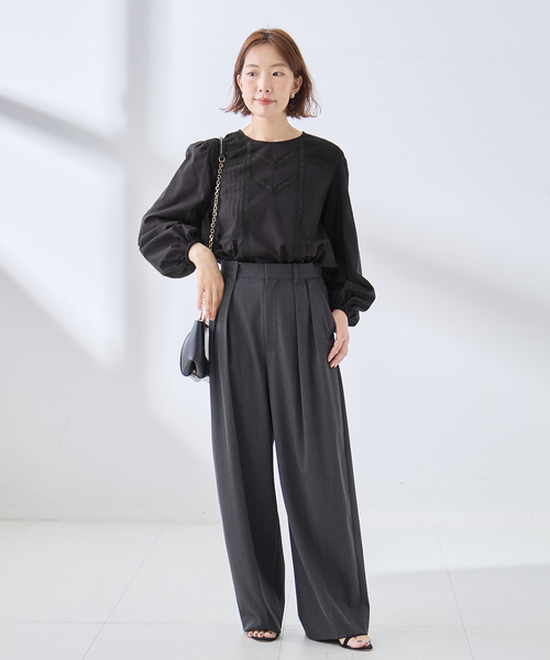 journal standard L'essage（ジャーナルスタンダードレサージュ）の「ボイルレースブラウス（シャツ/ブラウス・レディース・ホワイト/ブラック・FREE）」の3枚目の写真