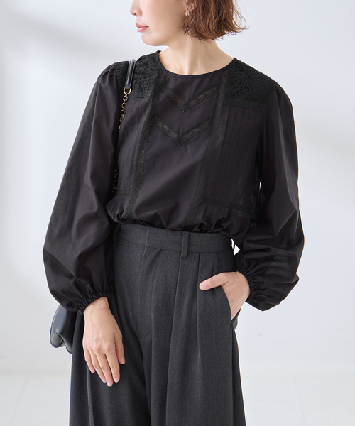 journal standard L'essage（ジャーナルスタンダードレサージュ）の「ボイルレースブラウス（シャツ/ブラウス・レディース・ホワイト/ブラック・FREE）」の5枚目の写真