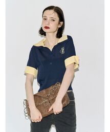 シャツレイヤードポロニット