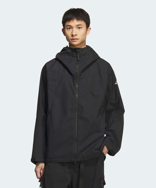 adidas(アディダス)の「シティエスケープ ルーズフィット デニム 2レイヤー ウーブン パーカー ジャケット / アディダス adidas(ブルゾン・メンズ・ブラック・XX-LARGE/3XL/LARGE/MEDIUM/SMALL/X-LARGE)」の1枚目の写真