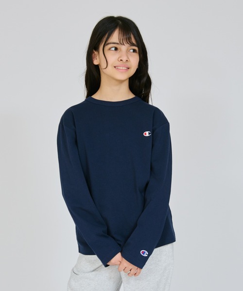 Champion(チャンピオン)の「【Champion/チャンピオン】キッズ ベーシック ロングスリーブTシャツ(ワンピース・キッズ・オフホワイト/グレー/その他30/オートミール/ブラック/オレンジ/ネイビー・130/150/160/100/110/120/140)」の5枚目の写真
