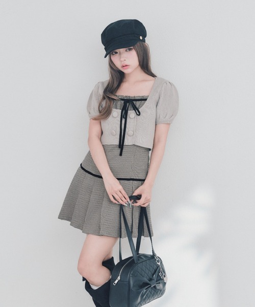 OLIVE des OLIVE(オリーブデオリーブ)の「パフ袖ニットとプリーツキャミワンピのセット(ワンピース・レディース・ベージュ/ブラウン/ブラック・FREE)」の11枚目の写真