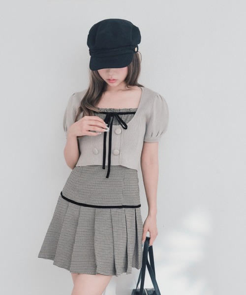 OLIVE des OLIVE(オリーブデオリーブ)の「パフ袖ニットとプリーツキャミワンピのセット(ワンピース・レディース・ベージュ/ブラウン/ブラック・FREE)」の12枚目の写真