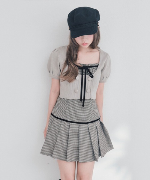 OLIVE des OLIVE(オリーブデオリーブ)の「パフ袖ニットとプリーツキャミワンピのセット(ワンピース・レディース・ベージュ/ブラウン/ブラック・FREE)」の17枚目の写真