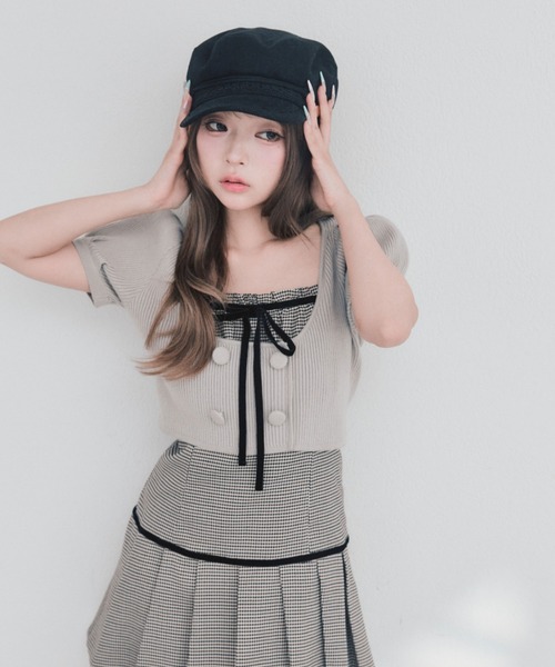 OLIVE des OLIVE(オリーブデオリーブ)の「パフ袖ニットとプリーツキャミワンピのセット(ワンピース・レディース・ベージュ/ブラウン/ブラック・FREE)」の18枚目の写真