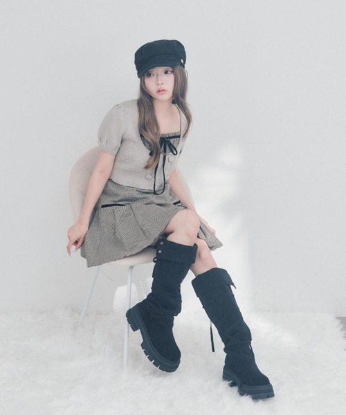 OLIVE des OLIVE(オリーブデオリーブ)の「パフ袖ニットとプリーツキャミワンピのセット(ワンピース・レディース・ベージュ/ブラウン/ブラック・FREE)」の20枚目の写真