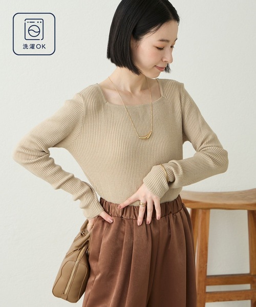 Aunely(オーネリー)の「【Aunely】美デコルテ2WAYネックニットプルオーバー<YOSOOIシリーズ>(Tシャツ/カットソー・レディース・アイボリー/ブラウン/ブラック/グレイッシュベージュ/ブラック系/チャコール・M/L)」の10枚目の写真