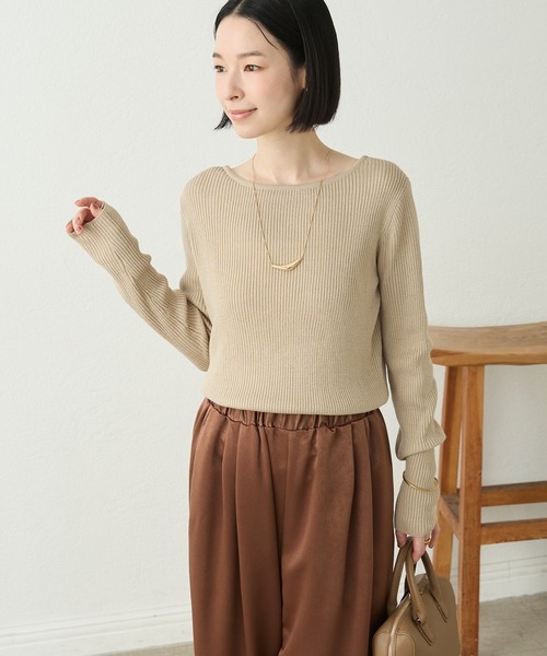 Aunely(オーネリー)の「【Aunely】美デコルテ2WAYネックニットプルオーバー<YOSOOIシリーズ>(Tシャツ/カットソー・レディース・アイボリー/ブラウン/ブラック/グレイッシュベージュ/ブラック系/チャコール・M/L)」の16枚目の写真