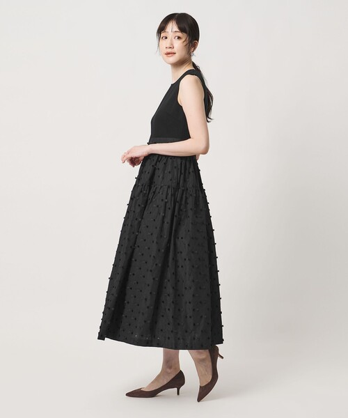 UNITED ARROWS(ユナイテッドアローズ)の「ドットリボン カットジャガード ワンピース ‐ウォッシャブル‐(ワンピース・レディース・ブラック/ネイビー・36/38)」の6枚目の写真