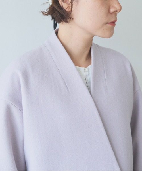 yuni(ユニ )の「super100 Wool cocoon double jacket(テーラードジャケット・レディース・パープル/チャコールグレー/ブラック/カーキ・FREE)」の5枚目の写真