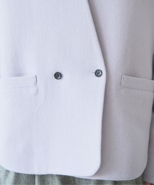 yuni(ユニ )の「super100 Wool cocoon double jacket(テーラードジャケット・レディース・パープル/チャコールグレー/ブラック/カーキ・FREE)」の11枚目の写真
