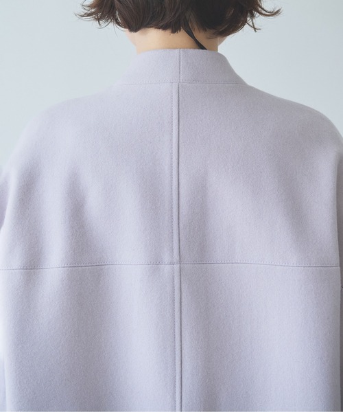 yuni(ユニ )の「super100 Wool cocoon double jacket(テーラードジャケット・レディース・パープル/チャコールグレー/ブラック/カーキ・FREE)」の6枚目の写真