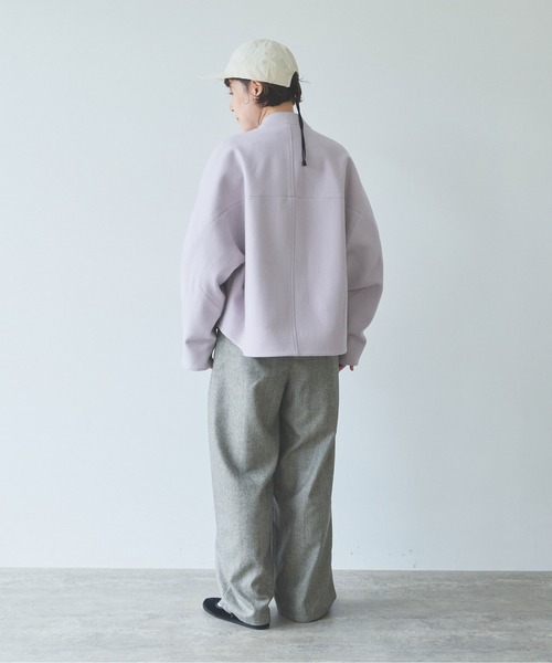 yuni(ユニ )の「super100 Wool cocoon double jacket(テーラードジャケット・レディース・パープル/チャコールグレー/ブラック/カーキ・FREE)」の21枚目の写真