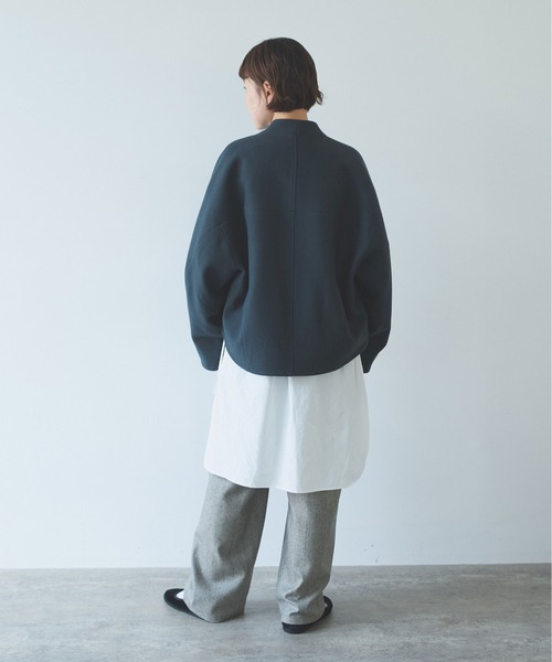 yuni(ユニ )の「super100 Wool cocoon double jacket(テーラードジャケット・レディース・パープル/チャコールグレー/ブラック/カーキ・FREE)」の16枚目の写真