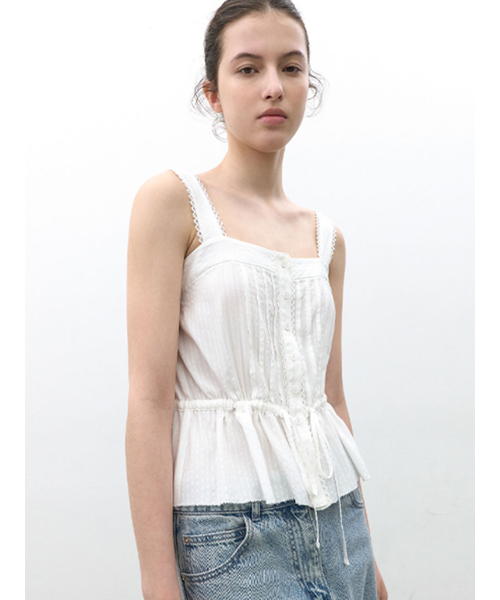 ATELIER NAIN（アトリエナイン）の「STRIPE COTTON CAMISOLE BLOUSE (BL-4417)（シャツ/ブラウス・レディース・ホワイト/ライトブルー・FREE）」の4枚目の写真