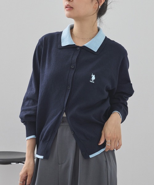 U.S. POLO ASSN.(ユーエスポロアッスン)の「U.S. POLO ASSN. /ユーエスポロアッスン 別注 ロゴ刺繍 フェイクレイヤード 配色 ニットシャツカーディガン(カーディガン/ボレロ・レディース・ブラウン/グレー/ネイビー/ブラック/チャコール・FREE)」の21枚目の写真