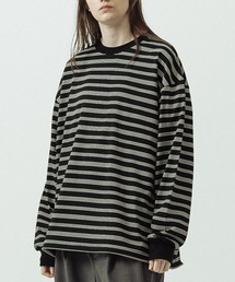 SLICK | 【SLICK/スリック】Narrow Border Oversized Drawstring T-shirt/ナローボーダー オーバーサイズドローストリングTシャツ(Tシャツ/カットソー)