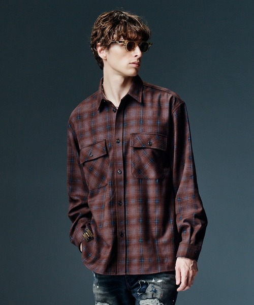 glamb(グラム)の「Mixture Check Shirt / ミクスチャーチェックシャツ(シャツ/ブラウス・メンズ・グリーン/ブラウン・M/L/S)」の8枚目の写真