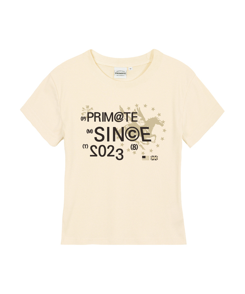 PRIMATE(プライメイト)の「ARCHIVE レディース スリムフィット 半袖Tシャツ 6 COLORS(Tシャツ/カットソー・レディース・カーキ/クリーム/ホワイト/チャコール/ブラック/ラベンダー・LARGE/SMALL/MEDIUM)」の4枚目の写真