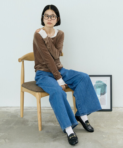 FREAK'S STORE(フリークスストア)の「シアーベロアヘンリーロンT/シアーロンT(Tシャツ/カットソー・レディース・ブラウン/ピンク/ブルー/ブラック・フリ-)」の11枚目の写真