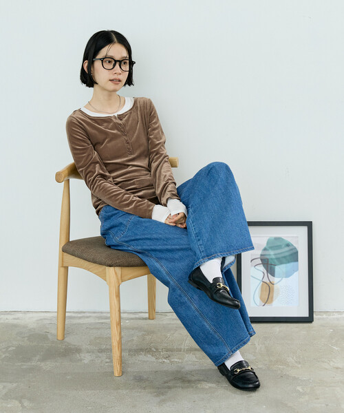FREAK'S STORE(フリークスストア)の「シアーベロアヘンリーロンT/シアーロンT(Tシャツ/カットソー・レディース・ブラウン/ピンク/ブルー/ブラック・フリ-)」の14枚目の写真