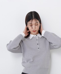 N.(N. Natural Beauty Basic) | シャツカラーロゴ刺繍ニット(ニット/セーター)