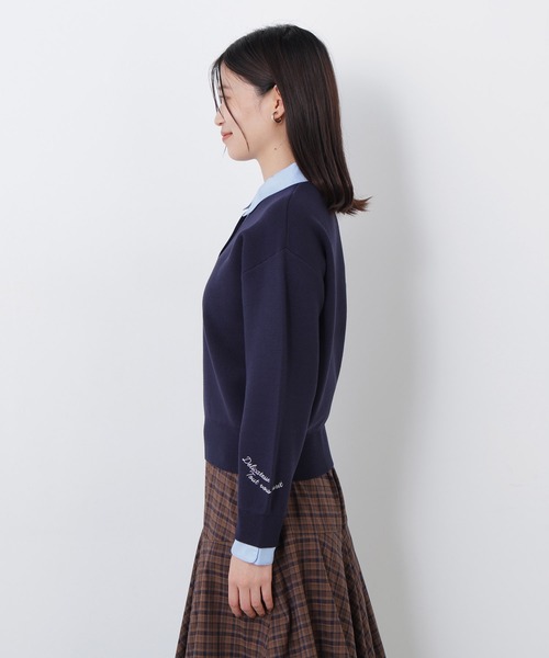 N.（N. Natural Beauty Basic）（エヌエヌナチュラルビューティーベーシック）の「シャツカラーロゴ刺繍ニット（ニット/セーター・レディース・グレー系その他/レッド系その他2/ネイビー系・FREE）」の19枚目の写真