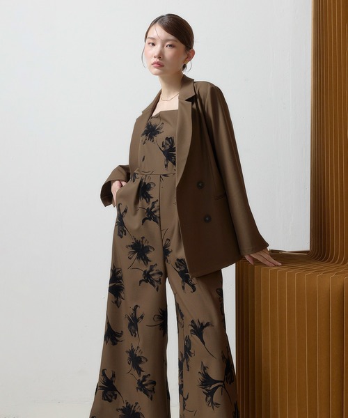 Kana(カナ)の「花柄フロッキ-ジャケットオールインワンパンツドレス2点セット パーティー 結婚式 お呼ばれ オケージョン デイリー(パンツドレス・レディース・チャコールグレー/ベージュ/ブラウン・M)」の16枚目の写真