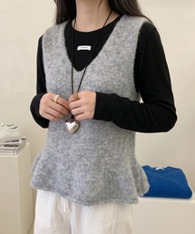 Vネックペプラムニットベスト