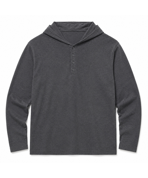 Henley neck full‑sleeve long‑sleeve shirt — лонгслив с воротником‑хенли, темно‑серый
