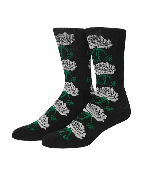HUF(ハフ)の「FUCK IT ROSE CREW SOCKS(ソックス/靴下・メンズ・ブラック/ホワイト・O/S)」の2枚目の写真