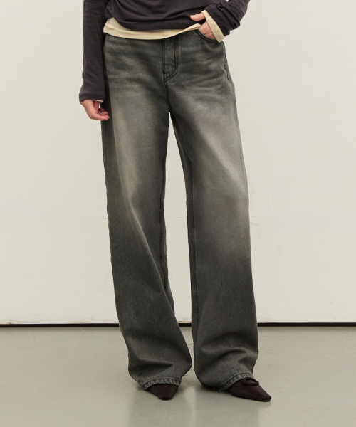 WAARFORWOMAN(ワール・フォー・ウーマン)の「W1157 ストレートワイドパンツ_ブラック(デニムパンツ・レディース・その他・SMALL/MEDIUM/LARGE/S-Short/M-Short/L-Short)」の2枚目の写真