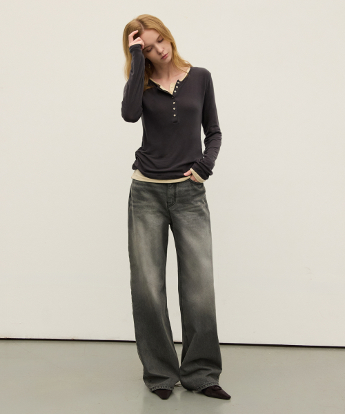 WAARFORWOMAN(ワール・フォー・ウーマン)の「W1157 ストレートワイドパンツ_ブラック(デニムパンツ・レディース・その他・SMALL/MEDIUM/LARGE/S-Short/M-Short/L-Short)」の4枚目の写真
