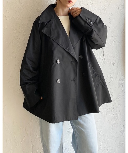 She's Closet(シーズクローゼット)の「ダブルボタン テーラードカラー ミドル丈 オーバーサイズ トレンチコート(トレンチコート・レディース・ブラック/アイボリー・FREE)」の18枚目の写真