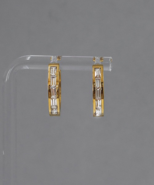abaskdesign(アバスクデザイン)の「金属アレルギー対応 スクエアストーンフープピアス(ピアス(両耳用)・レディース・シルバー/ゴールド・FREE)」の11枚目の写真