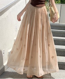 バタフライモチーフフレアシースルースカート