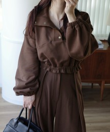 WILLFULLY（ウィルフリー）の「half button cropped stand collar sweat tops（スウェット）」