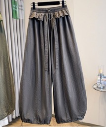 裾ドローコード付きウエストフリルバルーンパンツ
