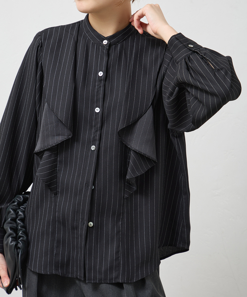 A PUPIL(アピューピル)の「A PUPIL/ア ピューピル 別注 FRL BL-VL ブラウス(シャツ/ブラウス・レディース・ブラック/ネイビー・MEDIUM)」の1枚目の写真