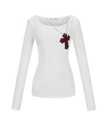 ILLIO（イリオ）の「アイボリー クロスネックレストップ（新作）（Tシャツ/カットソー）」